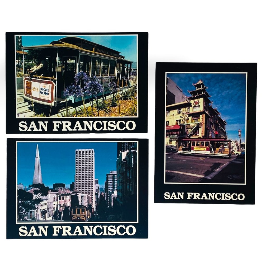 Vintage SF Postcard Set Cable Cars Chinatown & Downtown